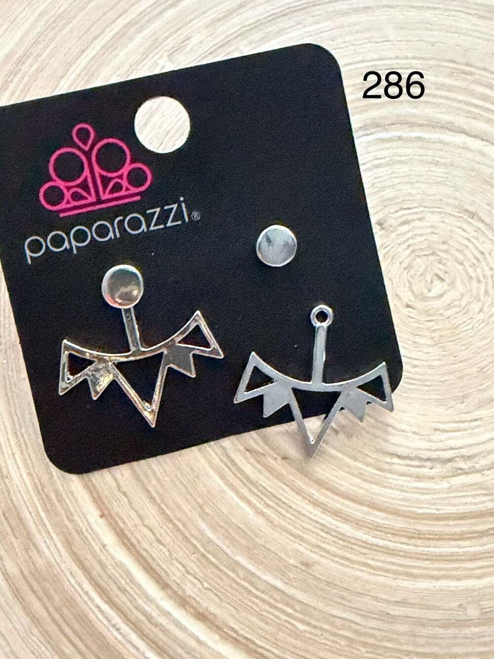 Paparazzi Silver Geometric Ear Jacket Stud Earrings
